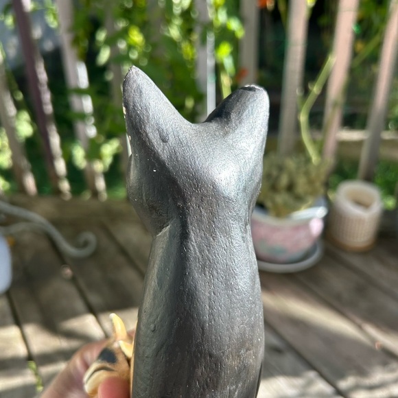 Vintage Wooded Hand Carved And Painted Folk Art Cat W Child Indonesia 10.5"x2.5" - Picture 7 of 16